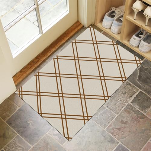CEDNXOER Türmatten Waschbar 90x150 cm Elegant Raute Streifen, Anti-Rutsch Schmutzfang Bodenmatte, Einfach Geometrisch Innen Haustür Matten, Creme Absorbierende Low Profile Matte für Halle Eingang CEDNXOER Türmatten Waschbar 90x150 cm Elegant Raute Streifen, Anti-Rutsch Schmutzfang Bodenmatte, Einfach Geometrisch Innen Haustür Matten, Creme Absorbierende Low Profile Matte für Halle Eingang von CEDNXOER