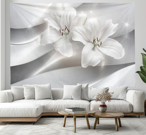CEDNXOER Wandbehang Wandtuch Weiße Lilie, Wandteppich 150×200cm Streifen Wall Tapestry Wanddeko für Schlafzimmer Wohnzimmer CEDNXOER Wandbehang Wandtuch Weiße Lilie, Wandteppich 150×200cm Streifen Wall Tapestry Wanddeko für Schlafzimmer Wohnzimmer von CEDNXOER