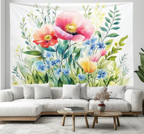 CEDNXOER Wandteppich Aquarellblütenblätter, Wandtuch Tapisserie Wandbehang Rosa Blüten Tapestry Wanddekoration für Schlafzimmer100x150 cm von CEDNXOER