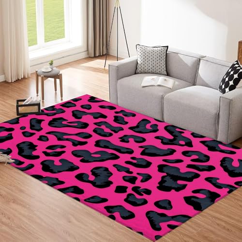 CEDNXOER Waschbare Teppiche 240x340cm Magenta Teppich Wohnzimmer, Abstrakt Leopardenmuster Kurzflor Teppich rutschfest für Esszimmer Schlafzimmer, Schwarze Textur Küche Weicher Carpet CEDNXOER Waschbare Teppiche 240x340cm Magenta Teppich Wohnzimmer, Abstrakt Leopardenmuster Kurzflor Teppich rutschfest für Esszimmer Schlafzimmer, Schwarze Textur Küche Weicher Carpet von CEDNXOER