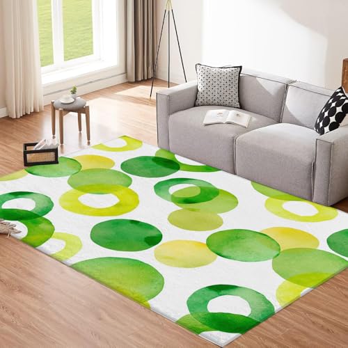 CEDNXOER Waschbare Teppiche 240x340cm Zitronengelb Teppich Wohnzimmer, Grüner Kreis Kurzflor Teppich rutschfest für Esszimmer Schlafzimmer, Abstrakt Geometrisch Küche Weicher Carpet CEDNXOER Waschbare Teppiche 240x340cm Zitronengelb Teppich Wohnzimmer, Grüner Kreis Kurzflor Teppich rutschfest für Esszimmer Schlafzimmer, Abstrakt Geometrisch Küche Weicher Carpet von CEDNXOER