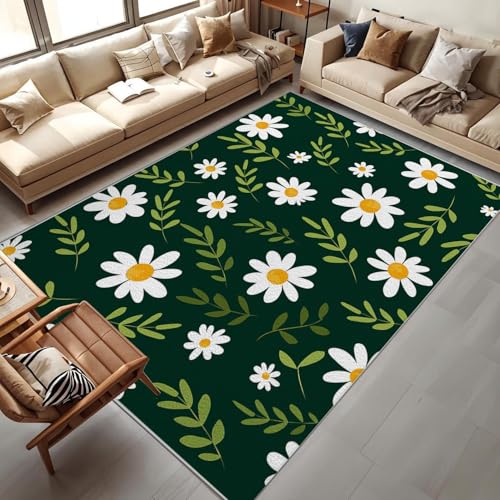 CEDNXOER Weißes Gänseblümchen Teppich Wohnzimmer 200x300cm, Kurzflor Weich rutschfest Waschbare Teppiche, Wildblumen Blumen Deko Teppich Größe Bettvorleger Schlafzimmer Kinderzimmer 200x300cm CEDNXOER Weißes Gänseblümchen Teppich Wohnzimmer 200x300cm, Kurzflor Weich rutschfest Waschbare Teppiche, Wildblumen Blumen Deko Teppich Größe Bettvorleger Schlafzimmer Kinderzimmer 200x300cm von CEDNXOER