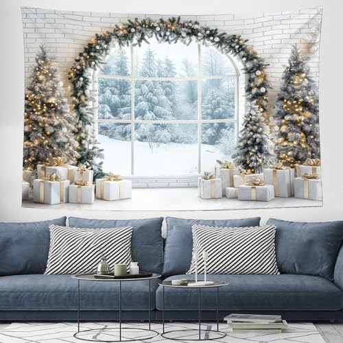 CEDNXOER Winterwald Dekorationen Tapisserie Wandbehang 3D Kiefernbogen Vor Dem Fenster Wanddecke Wandbehang Für Wohnzimmer Schlafzimmer Wohnheim Dekor 4 CEDNXOER Winterwald Dekorationen Tapisserie Wandbehang 3D Kiefernbogen Vor Dem Fenster Wanddecke Wandbehang Für Wohnzimmer Schlafzimmer Wohnheim Dekor 4 von CEDNXOER