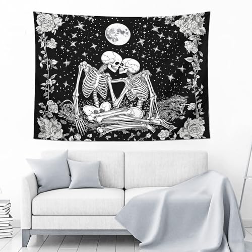Halloween-Totenkopf-Wandteppich,Großes Paar-Skelett-Halloween-Wandteppich,3D-Druck Horror-Stoff-Hintergrundteppiche Halloween-Dekorations-Wandteppich Für Die Inneneinrichtung,Schwarz,A,150 × 200 Cm Halloween-Totenkopf-Wandteppich,Großes Paar-Skelett-Halloween-Wandteppich,3D-Druck Horror-Stoff-Hintergrundteppiche Halloween-Dekorations-Wandteppich Für Die Inneneinrichtung,Schwarz,A,150 × 200 Cm von CEDNXOER