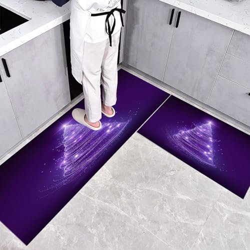 Küchenteppich Teppich Läufer Küchenläufer 2 Stück, Fantasie Pflanzen küchenläufer Waschbar rutschfest Küchenmatte, Eleganter Weihnachtsbaum Fußmatte für Drinnen, Lila Teppichläufer, 45×75cm+45×150cm Küchenteppich Teppich Läufer Küchenläufer 2 Stück, Fantasie Pflanzen küchenläufer Waschbar rutschfest Küchenmatte, Eleganter Weihnachtsbaum Fußmatte für Drinnen, Lila Teppichläufer, 45×75cm+45×150cm von CEDNXOER