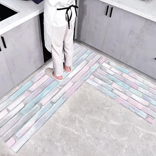 Küchenteppich Teppich Läufer Küchenläufer 2 Stück, Retro Graffiti küchenläufer Waschbar rutschfest Küchenmatte, Abstrakte Ziegelmauer Fußmatte für Drinnen, Rosa Teppichläufer, 40×60cm+40×120cm Küchenteppich Teppich Läufer Küchenläufer 2 Stück, Retro Graffiti küchenläufer Waschbar rutschfest Küchenmatte, Abstrakte Ziegelmauer Fußmatte für Drinnen, Rosa Teppichläufer, 40×60cm+40×120cm von CEDNXOER