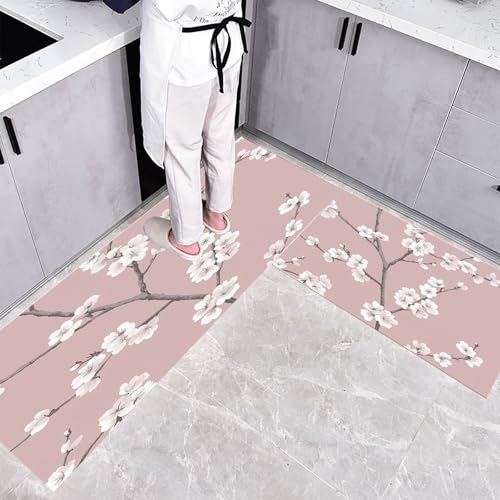 Küchenteppich Teppich Läufer Küchenläufer 2 Stück,Elegant Und Schlicht Blumig küchenläufer Waschbar rutschfest Küchenmatte,Kirschblüten Zweige Fußmatte für Drinnen,Rosa Teppichläufer,43×75cm+43×120cm Küchenteppich Teppich Läufer Küchenläufer 2 Stück,Elegant Und Schlicht Blumig küchenläufer Waschbar rutschfest Küchenmatte,Kirschblüten Zweige Fußmatte für Drinnen,Rosa Teppichläufer,43×75cm+43×120cm von CEDNXOER