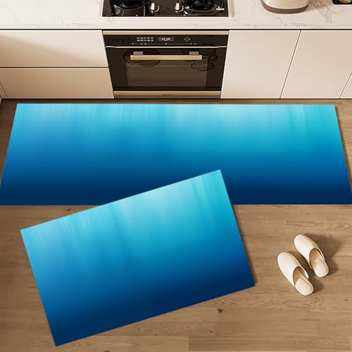 Küchenteppich Waschbar rutschfest 50×80cm+50×160cm, 2 Stück Küchenläufer, Blauer Farbverlauf Küchen Teppiche, Abstrakt Unter Wasser Waschbarer Teppich Läufer Flur, Seeblau Teppichläufer für Küche Küchenteppich Waschbar rutschfest 50×80cm+50×160cm, 2 Stück Küchenläufer, Blauer Farbverlauf Küchen Teppiche, Abstrakt Unter Wasser Waschbarer Teppich Läufer Flur, Seeblau Teppichläufer für Küche von CEDNXOER
