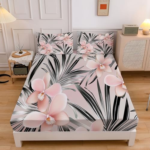 Palmblätter Blumen Spannbettlaken 200x200cm Verdickter Bettlaken 30cm Extra Tiefe Tasche, Tropisch Blumig Elastisch Spannbetttuch Weich und Atmungsaktiv für Boxspringbett Rosa Palmblätter Blumen Spannbettlaken 200x200cm Verdickter Bettlaken 30cm Extra Tiefe Tasche, Tropisch Blumig Elastisch Spannbetttuch Weich und Atmungsaktiv für Boxspringbett Rosa von CEDNXOER