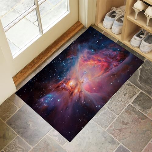 Rosa Fußmatte Innen 50x70 cm Universum Sternenhimmel, Waschbar Eingangsteppich, Orionnebel Schmutzfangmatte rutschfest, Kurzflor Türmatte Teppich für Eingang, Haustür, Flur von CEDNXOER