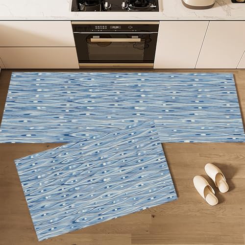 Rutschfestes Küchenmatten Sets, Abstrakte Wellenförmige Linien Rutschfest Waschbar Pflegeleicht, 2 Teilige Küchenteppiche, Elegante Streifen Teppich Runner Set, 40×60cm+40×120cm Bodenmatte für Küche Rutschfestes Küchenmatten Sets, Abstrakte Wellenförmige Linien Rutschfest Waschbar Pflegeleicht, 2 Teilige Küchenteppiche, Elegante Streifen Teppich Runner Set, 40×60cm+40×120cm Bodenmatte für Küche von CEDNXOER