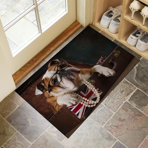 Schmutzfangmatte Innen, Schwarz Waschbarer Fussmatte, Bulldogge Schmuck Süße Tiere Teppiche, Niedriger Flor, rutschfest, Weiche, Eingangstürmatte für Flur Eingangsbereich Küche, 80x120 cm Schmutzfangmatte Innen, Schwarz Waschbarer Fussmatte, Bulldogge Schmuck Süße Tiere Teppiche, Niedriger Flor, rutschfest, Weiche, Eingangstürmatte für Flur Eingangsbereich Küche, 80x120 cm von CEDNXOER