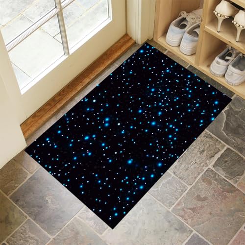 Schmutzfangmatte Innen,Schwarz Waschbarer Fussmatte,Blauer Sternenklarer Himmel Raum Universum Teppiche,Niedriger Flor,rutschfest,Weiche,Eingangstürmatte für Flur Eingangsbereich Küche,60x90 cm von CEDNXOER