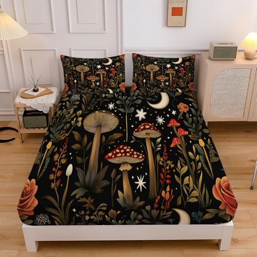 Spannbettlaken 140x200cm, Weiche Sternenhimmel Pflanzen Mikrofaser Spannleintuch mit 30 cm Tiefe Tasche, Braun Boxspringbett Seltsam Pilze Wald Bettlaken mit 2 Kissenbezügen 80x80 cm Spannbettlaken 140x200cm, Weiche Sternenhimmel Pflanzen Mikrofaser Spannleintuch mit 30 cm Tiefe Tasche, Braun Boxspringbett Seltsam Pilze Wald Bettlaken mit 2 Kissenbezügen 80x80 cm von CEDNXOER