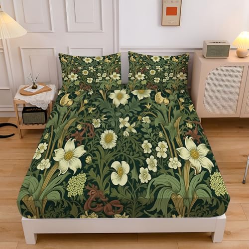 Spannbettlaken Gänseblümchen Tulpen Verdickter Bettlaken, 30cm Extra Tiefe Tasche Elastisch Spannbetttuch, Gotik Blumen Weich Mikrofaser für Boxspringbett mit 2 Kissenbezügen, 200x200cm Spannbettlaken Gänseblümchen Tulpen Verdickter Bettlaken, 30cm Extra Tiefe Tasche Elastisch Spannbetttuch, Gotik Blumen Weich Mikrofaser für Boxspringbett mit 2 Kissenbezügen, 200x200cm von CEDNXOER