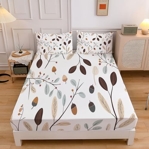 Spannbettlaken Olivenzweig Mit Blättern Verdickter Bettlaken, 30cm Extra Tiefe Tasche Elastisch Spannbetttuch, Abstrakte Pflanzen Weich Mikrofaser für Boxspringbett mit 2 Kissenbezügen, 200x200cm Spannbettlaken Olivenzweig Mit Blättern Verdickter Bettlaken, 30cm Extra Tiefe Tasche Elastisch Spannbetttuch, Abstrakte Pflanzen Weich Mikrofaser für Boxspringbett mit 2 Kissenbezügen, 200x200cm von CEDNXOER
