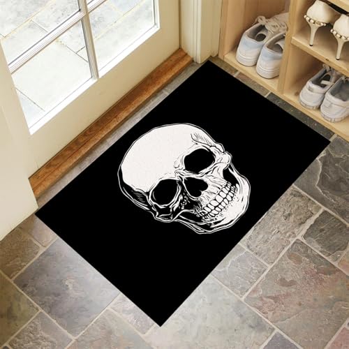 Türmatten Waschbar 50x70 cm Weißer Schädel, Anti-Rutsch Schmutzfang Bodenmatte, Schädel Halloween Innen Haustür Matten, Schwarz Absorbierende Low Profile Matte für Halle Eingang Türmatten Waschbar 50x70 cm Weißer Schädel, Anti-Rutsch Schmutzfang Bodenmatte, Schädel Halloween Innen Haustür Matten, Schwarz Absorbierende Low Profile Matte für Halle Eingang von CEDNXOER