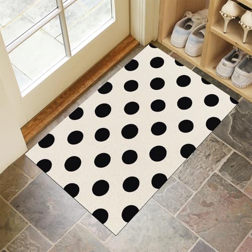 Türmatten Waschbar 90x150 cm Tupfen, Anti-Rutsch Schmutzfang Bodenmatte, Elegant Schlicht Geometrisch Innen Haustür Matten, Weiß Absorbierende Low Profile Matte für Halle Eingang von CEDNXOER