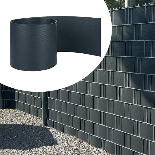 CEEDIR 10 Stück Hart PVC Sichtschutzstreifen für Doppelstabmatten 25m x 19cm Gartenzaun Zaunfolie Windschutzblickdicht Blickdicht Balkon, Anthrazit von CEEDIR