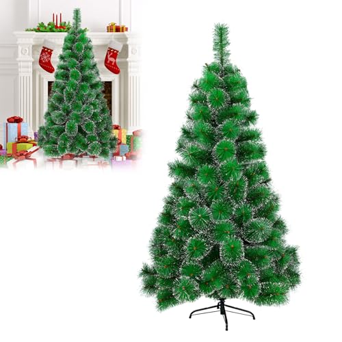 CEEDIR 120cm PVC Künstlicher Weihnachtsbaum Tannenbaum schwer entflammbarer PVC künstlich Christbaum-Grüne Tannennadeln mit Schnee-Effekt 85 Spitzen Lena mit Metallständer, Schnellaufbau Klappsystem von CEEDIR