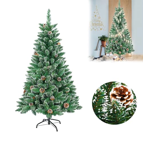 CEEDIR 120cm Weihnachtsbaum Künstlich PVC mit Schnee-Effekt und Kiefernzapfen -180 Spitzen Tannenbaum Christbaum Künstlich Schnellaufbau schwer entflammbar, Klappsystem mit ständer von CEEDIR