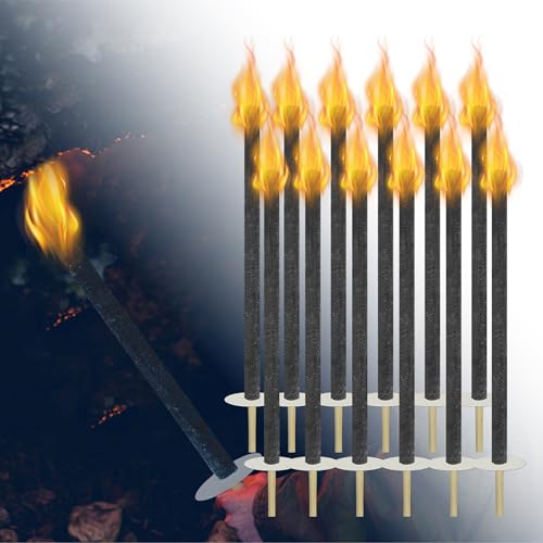 CEEDIR 200 Stück Fackeln Brennzeit Natürlichem Wachsfackeln Fackeln 100 min für draußen Pechfackeln Fackel mit Extra Langem Griff Kinder Fackeln für Garten Outdoor Fackelwanderung Wanderung Feuerwerk von CEEDIR