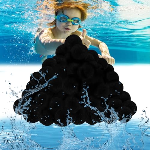 CEEDIR Filterbälle Pool Filter Balls für Sandfilteranlage 2100g Filterbälle 75kg Filtersand Ersetzung Poolfilterkugeln für Pool Sandfilter Filteranlagen, Schwarz von CEEDIR