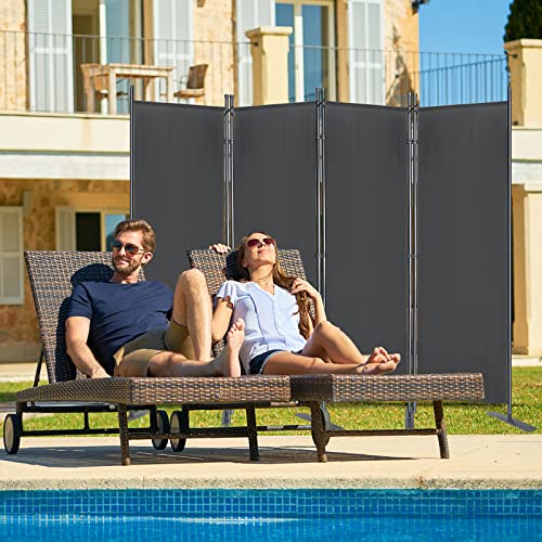 CEEDIR Raumteiler Trennwand 225 x 180cm 4-teilig Paravent Balkon Sichtschutz Stellwand Außen Verstellbar Sichtschutzwand klappbar mit Kabelbinder und Nägel für Balkon Büros Flexibilität Anthrazit von CEEDIR