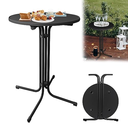 CEEDIR klappbar Stehtisch Ø 80 cm Rund Bistrotisch Outdoor Klapptisch Schwarz Gartentisch Partytisch Stehtische Stabil Sicher Kratzfester Biertisch von CEEDIR