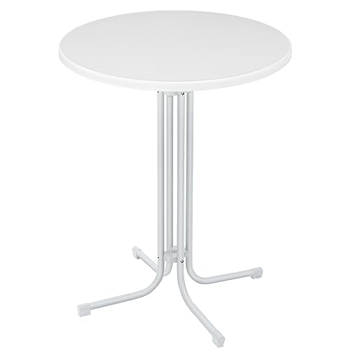 CEEDIR klappbar Stehtisch Ø 80 cm Rund Bistrotisch Outdoor Klapptisch Weiß Gartentisch Partytisch Stehtische Stabil Sicher Kratzfester Biertisc von CEEDIR