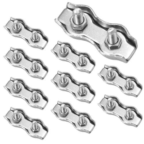 CEEYSEE 10 Stück Drahtseilklemme 304 Edelstahl M4 Kabelklemme Duplex Klemme Drahtseilklemme Drahtseil Seilklemme für Wäscheleine Drahtseil Stahlseil (D/M4/GSJ) von CEEYSEE