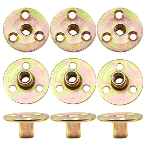 CEEYSEE 10 Stück Flanschmuttern M8x37x2,5mm Brad Loch T-Mutter Flansch mit Runder Basis Innengewinde Einschraubmutter 3-Loch T-Nut Mutter für Festigung und Verbindung von Holzbe (M8/FLZ-LM) von CEEYSEE