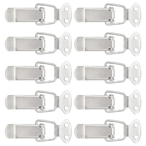CEEYSEE 10 Stück Spannverschluss Edelstahl 72mm Kappenschloss Mit 40 Stück Schrauben Kipphebel-Haspenschalter Federbelasteter Verschluss für Toolbox, Safe Truhe und Boxen (YZK) von CEEYSEE