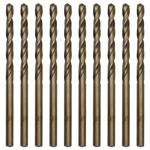 CEEYSEE 10 Stücke 4mm HSS Cobalt Bohrer Set M35 Metallbohrer Spiralbohrer Cobalt Drill Bit zum Bohren in Edelstahl, Metall, Gusseisen und harten Kunststoffen (4mm) von CEEYSEE