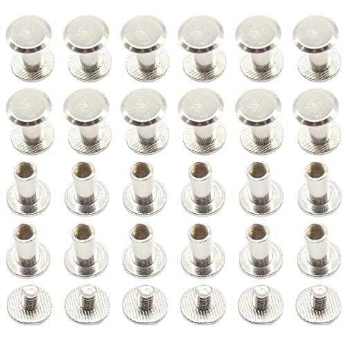 CEEYSEE 100 Stück(50Set) Buchschrauben Set M5 X 10mm Metall-Rundkopf Buchschrauben Für Leder Dekoration, Bookbinding, DIY (M5X10mm) von CEEYSEE