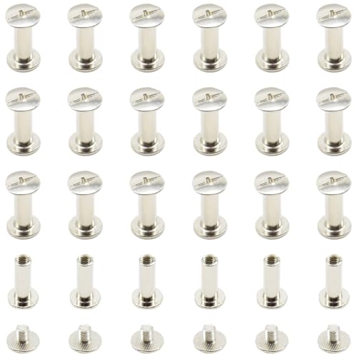 CEEYSEE 100 Stück(50Set) Buchschrauben Set M5 X 15mm Metall-Rundkopf Buchschrauben Für Leder Dekoration, Bookbinding, DIY (M5X15mm) von CEEYSEE