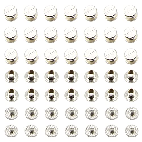 CEEYSEE 100 Stück(50Set) Buchschrauben Set M5 X 5mm Metall-Rundkopf Buchschrauben Für Leder Dekoration, Bookbinding, DIY (M5X5mm) von CEEYSEE