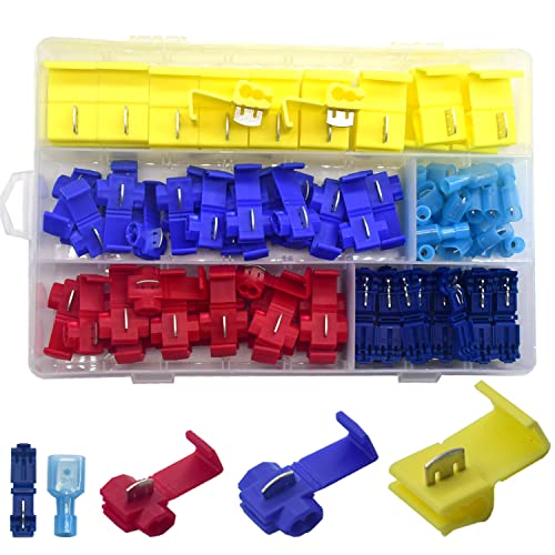 CEEYSEE 100 Stück Abzweigverbinder Klemmverbinder T-Abzweigverbinder und Flachstecker Schnellverbinder Kit Für Kabelquerschnitt 0.5 mm² - 6.0 mm²/10-22 AWG (DNXJ2) von CEEYSEE