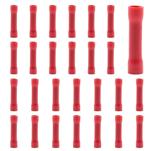 CEEYSEE 100Pcs Kabelverbinder Butt-Kabelverbinder Stoßverbinder Quetschverbinder - Isolierte PVC Quetschverbinder - für 0.5-1.5mm² mm² Kabel(Rot/DPTH) von CEEYSEE