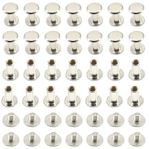 CEEYSEE 100Stück(50Set) Buchschrauben Set M5 X 12mm Metall-Rundkopf Buchschrauben Für Leder Dekoration, Bookbinding, DIY (M5X12mm) von CEEYSEE