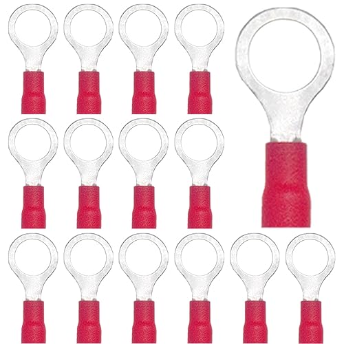 CEEYSEE 100x Kabelverbinder 0.5-1.5mm² Loch-Ø M8 Ringkabelschuhe Abzweigverbinder - Für Elektrische Crimpkabelschuhe Kable Teillisoliert PVC Kabel-Verbinder(Rot/DPRH8) von CEEYSEE
