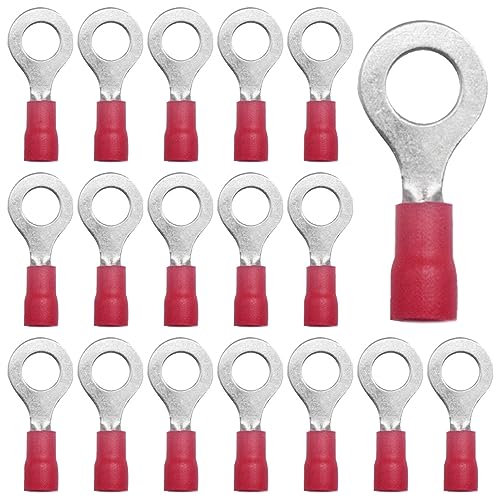 CEEYSEE 100x Kabelverbinder 0.5-1.5mm² Loch-Ø M6 Ringkabelschuhe Abzweigverbinder - Für Elektrische Crimpkabelschuhe Kable Teillisoliert PVC Kabel-Verbinder(Rot/DPRH6) von CEEYSEE
