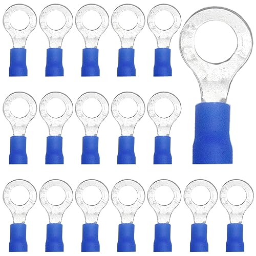 CEEYSEE 100x Kabelverbinder 1.5-2.5mm² Loch-Ø M6 Ringkabelschuhe Abzweigverbinder - Für Elektrische Crimpkabelschuhe Kable Teillisoliert PVC Kabel-Verbinder(Blau/DPRL6) von CEEYSEE
