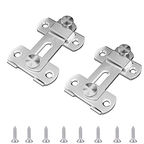 CEEYSEE 2 Stück Edelstahl Riegel Latch Türriegel Beidseitig Flip Latch mit Fester Schraube Bolzenriegel für Bad, Garage, Fenster, Garten, Schrank, Haustierkäfig, Käfigzubehör (SilberFK) von CEEYSEE