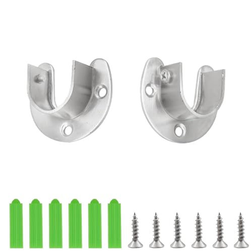 CEEYSEE 2 Stück Rundrohr Halterung 25mm U-Form kleiderstangen halterung 304 Edelstahl Schrankstange Halterung mit 6 Stück Schrauben Stangen Flansch Set for Kleiderschrank(FLZ-U/25mm) von CEEYSEE
