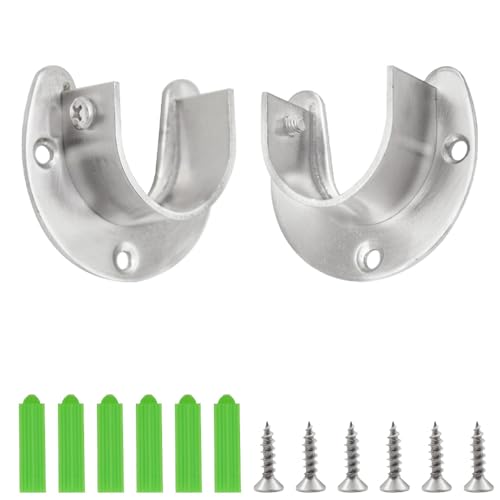 CEEYSEE 2 Stück Rundrohr Halterung 32mm U-Form kleiderstangen halterung 304 Edelstahl Schrankstange Halterung mit 6 Stück Schrauben Stangen Flansch Set for Kleiderschrank(FLZ-U/32mm) von CEEYSEE