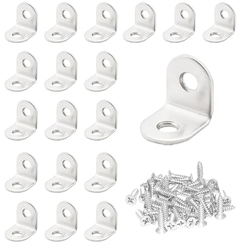 CEEYSEE 20 Stück Eckwinkel 20x20mm Bracket L-förmige Bracket 90 Grad Edelstahl Winkelverbinder mit 40 Stück Schrauben für DIY Projekte Möbel Stuhl Tisch Bücherregal Anbau Winkel Bracket mit (20x20mm) von CEEYSEE