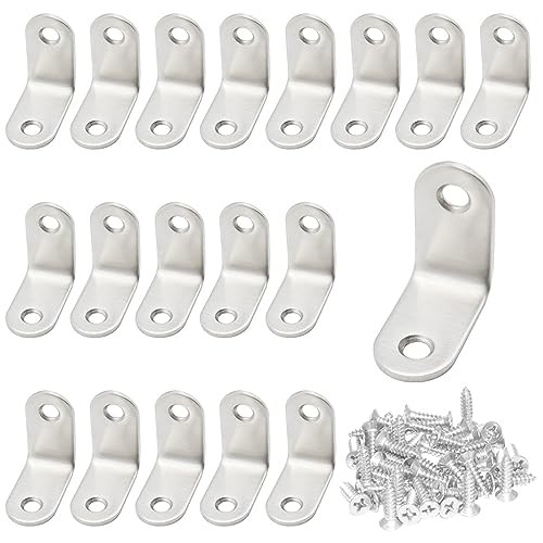 CEEYSEE 20 Stück Eckwinkel 30x30mm Bracket L-förmige Bracket 90 Grad Edelstahl Winkelverbinder mit 40 Stück Schrauben für DIY Projekte Möbel Stuhl Tisch Bücherregal Anbau Winkel Bracket mit(30x30mm) von CEEYSEE