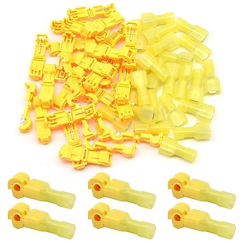 CEEYSEE 60 x T-Abzweigverbinder Kit,30 x T-Abzweigverbinder + 30 x Flachstecker für Schnelle Verbindungskabel 4,0-6,0 mm²(12-10 AWG)(Gelb/DNXJY) von CEEYSEE