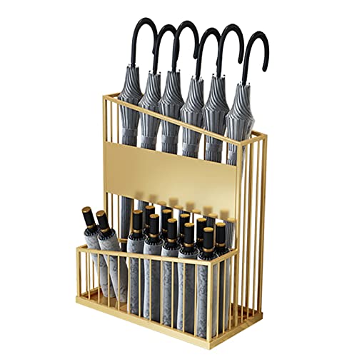 CEHJZQRPL 2-stufiger Schirmständer aus Metall, Schirmhalter, kommerzieller Schirmständer mit großer Kapazität(Gold,30x23x50cm) von CEHJZQRPL